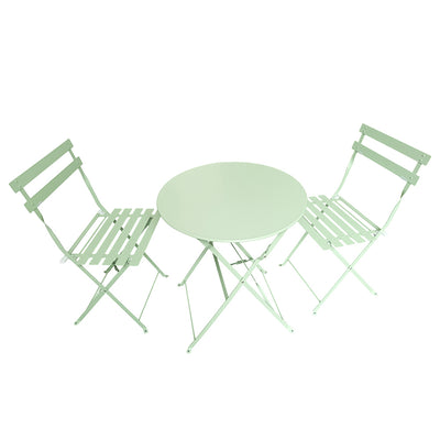 TABLE DE BISTROT RONDE ET 2 CHAISES & TABLE DE BISTROT VERTE RONDE ET 2 CHAISES