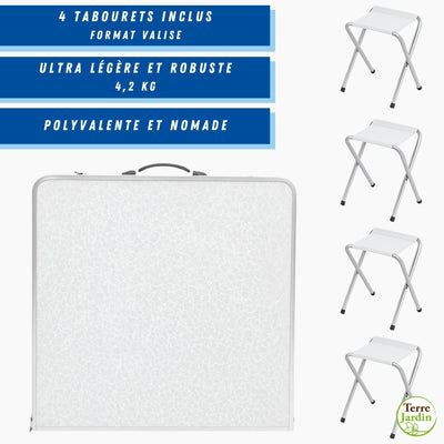 TABLE DE CAMPING PLIABLE AVEC 4 TABOURETS (1)