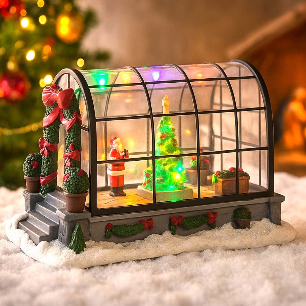 VILLAGE DE NOEL ANIME ET MUSICAL PERE NOEL DANS UNE SERRE (2)