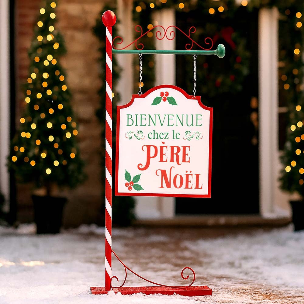 PANCARTE METAL BIENVENUE CHEZ LE PERE NOEL H105,5 (3)