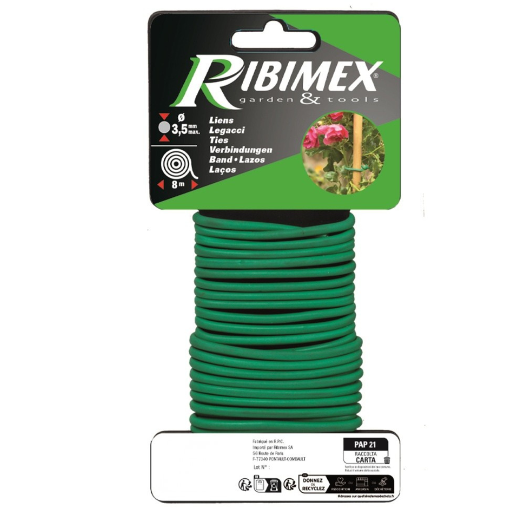CORDON ATTACHE SOUPLE PLANTES DIAM 3,5MM L 8M VERT
