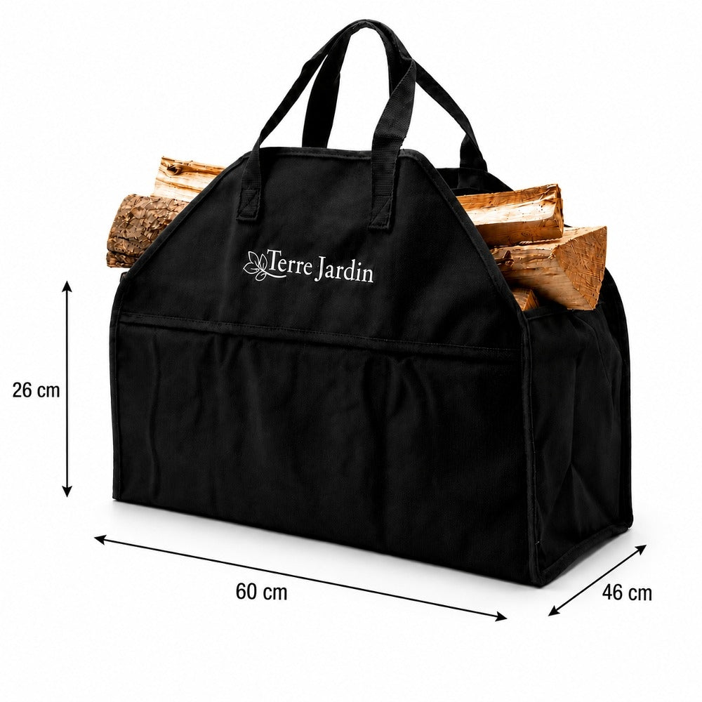 SAC DE TRANSPORT BOIS DE CHAUFFAGE 60X46 X 26 CM 50L OXFORD NOIR (2)