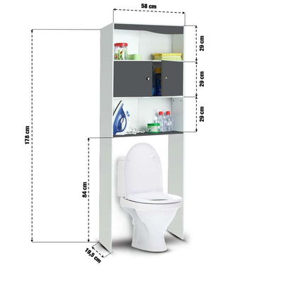 MEUBLE ÉTAGÈRE WC 2 PORTES GRIS (1)