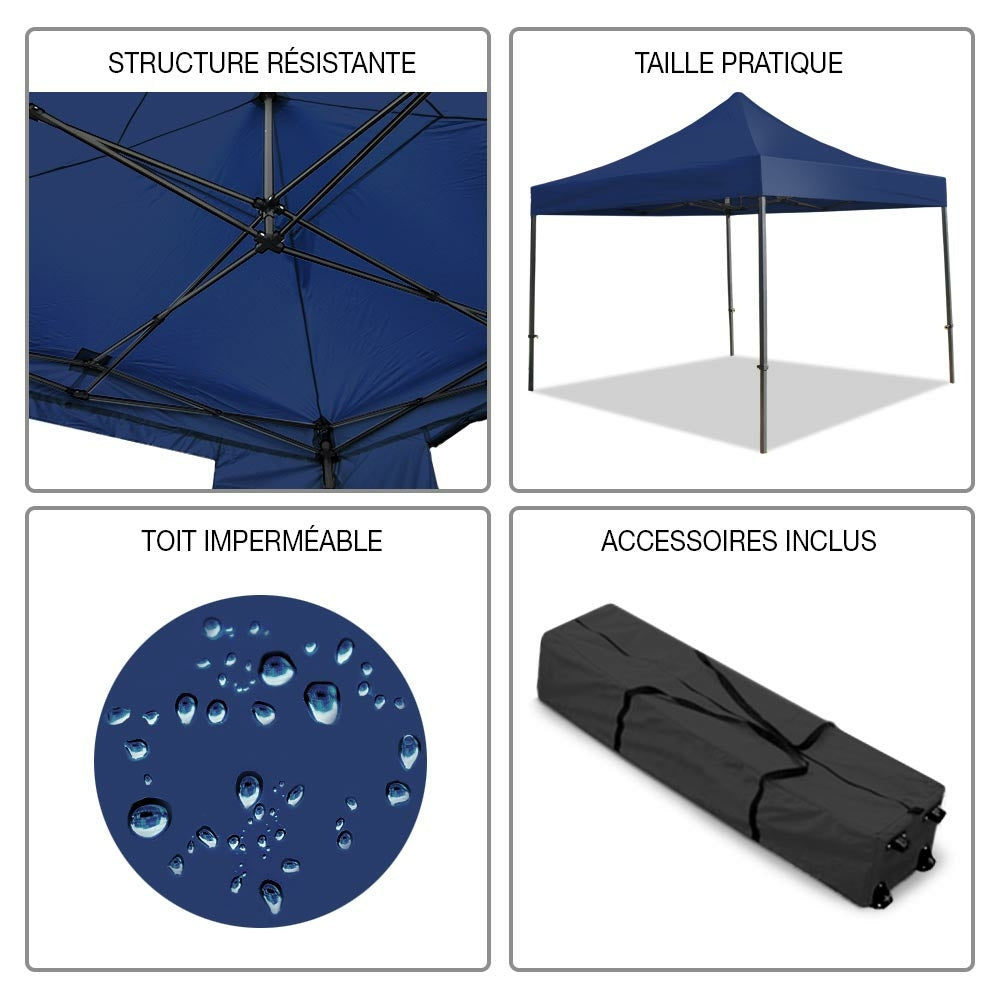 TENTE PLIANTE PRO 3 X 3 M BLEU MARINE (1)