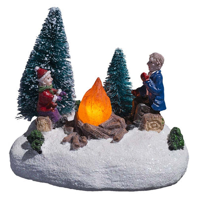 VILLAGE DE NOËL SCÈNE AVEC SAPINS À PILES (1)