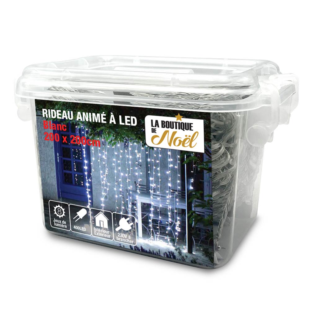 RIDEAU LUMINEUX ÉLECTRIQUE (6) & RIDEAU LUMINEUX 200 X 200 CM - 400 LED BLANC