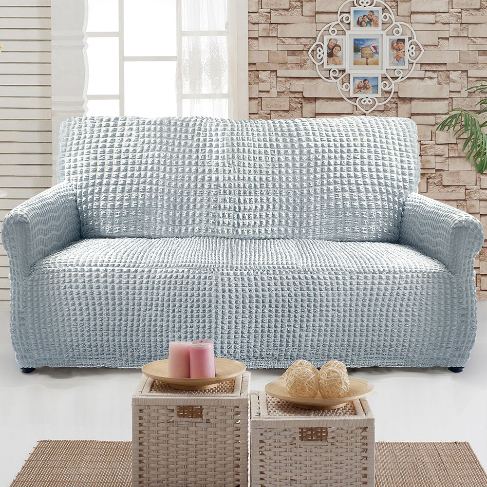 HOUSSE CHENILLE EXTENSIBLE GRIS (4) & HOUSSE DE CANAPÉ 3 PLACES CHENILLE EXTENSIBLE