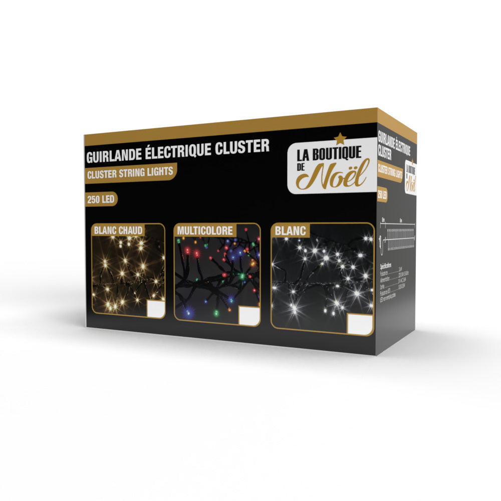 GUIRLANDE ÉLECTRIQUE CLUSTER 250 LED 5M & GUIRLANDE ÉLECTRIQUE CLUSTER MULTICOLORE