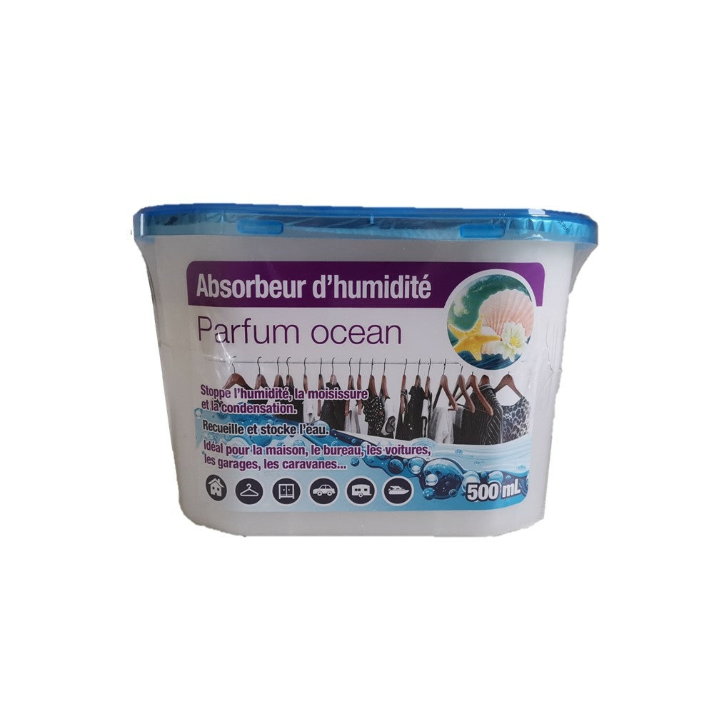 ABSORBEUR DÉSHUMIDIFICATEUR PARFUMÉ (2) & ABSORBEUR D'HUMIDITÉ 500 ML OCÉAN