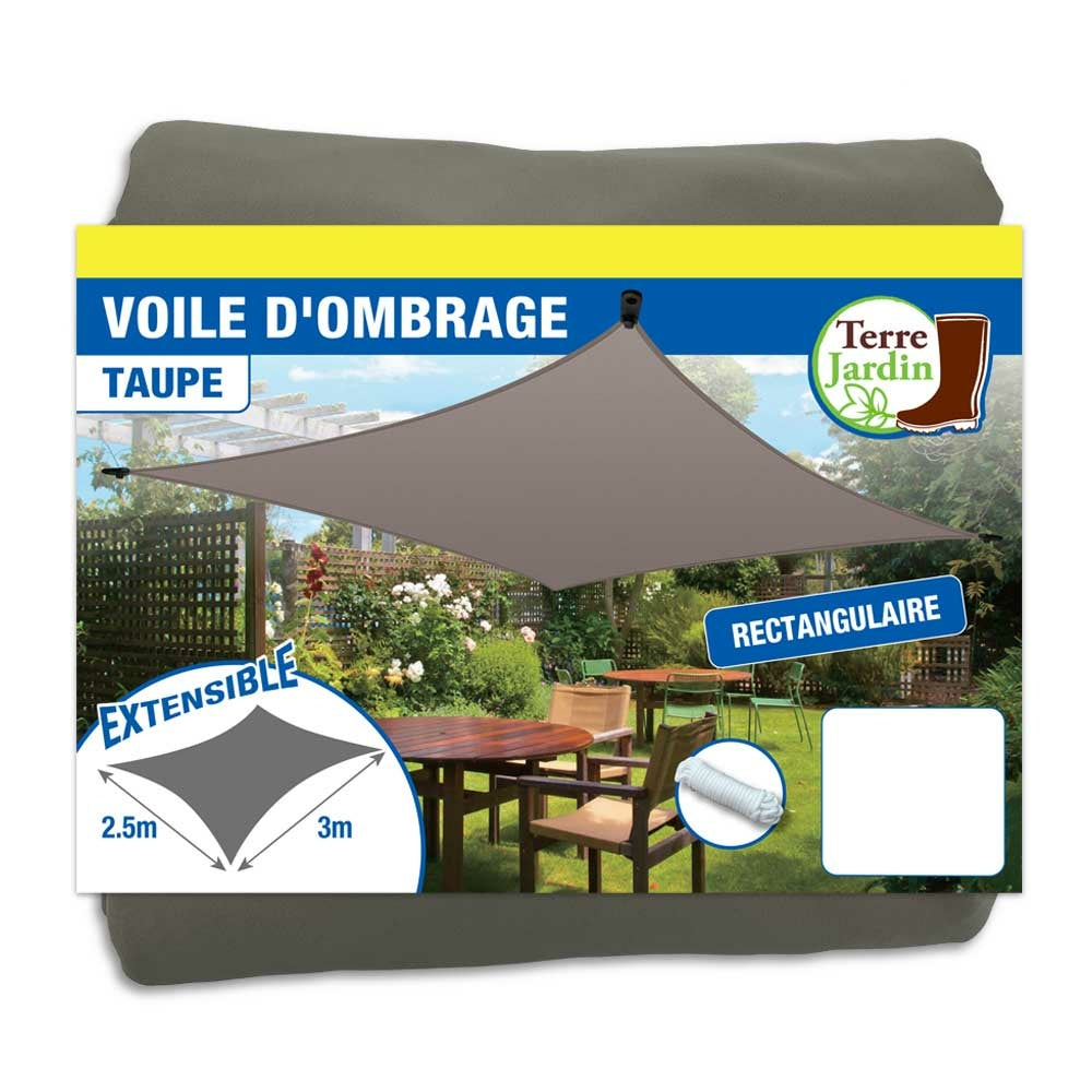 VOILE D'OMBRAGE EXTENSIBLE RECTANGULAIRE (6) & VOILE D'OMBRAGE EXTENSIBLE 2,5 X 3 M TAUPE