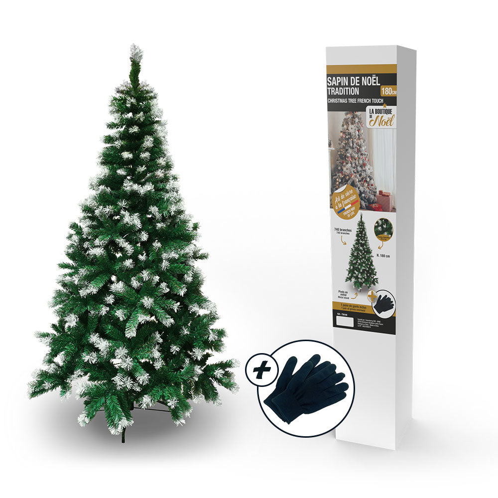 SAPIN DE NOËL TRADITION VERT POINTES BLANCHES (5)