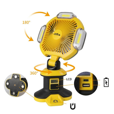 VENTILATEUR PROJECTEUR RECHARGEABLE COB 1500LM (1)
