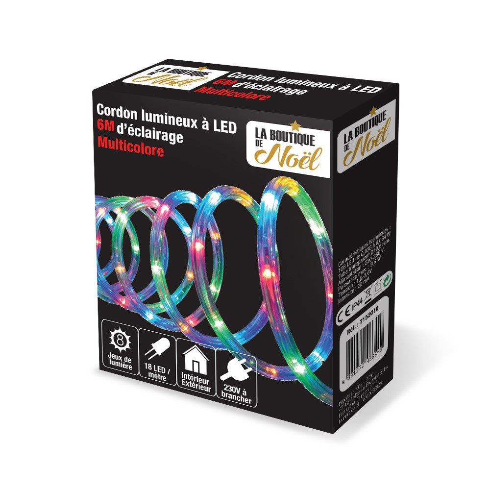 CORDON LUMINEUX ÉLECTRIQUE 6 M MULTICOLORE