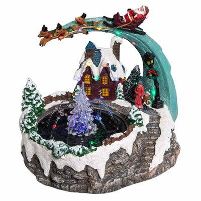 SCÈNE DE NOËL FONTAINE LUMINEUSE EAU