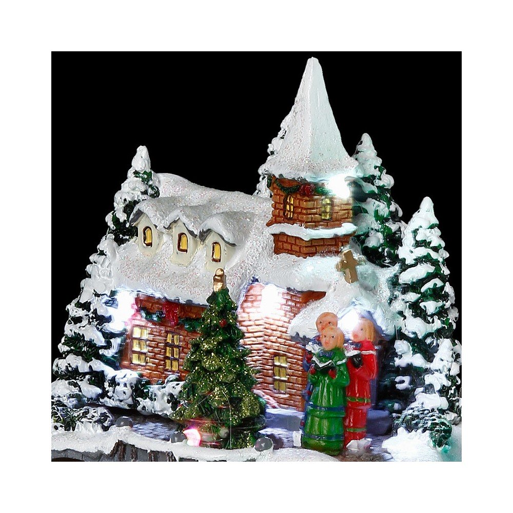 VILLAGE DE NOEL À PILES ÉGLISE AVEC ENFANTS (3)