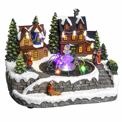 VILLAGE DE NOËL SCÈNE FONTAINE À EAU
