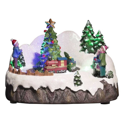 SCÈNE DE NOL LUMINEUSE TRAIN SAPIN