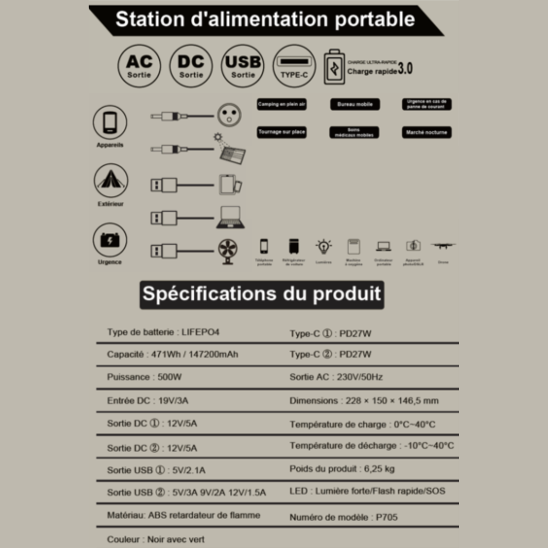 Station Portable rechargeable