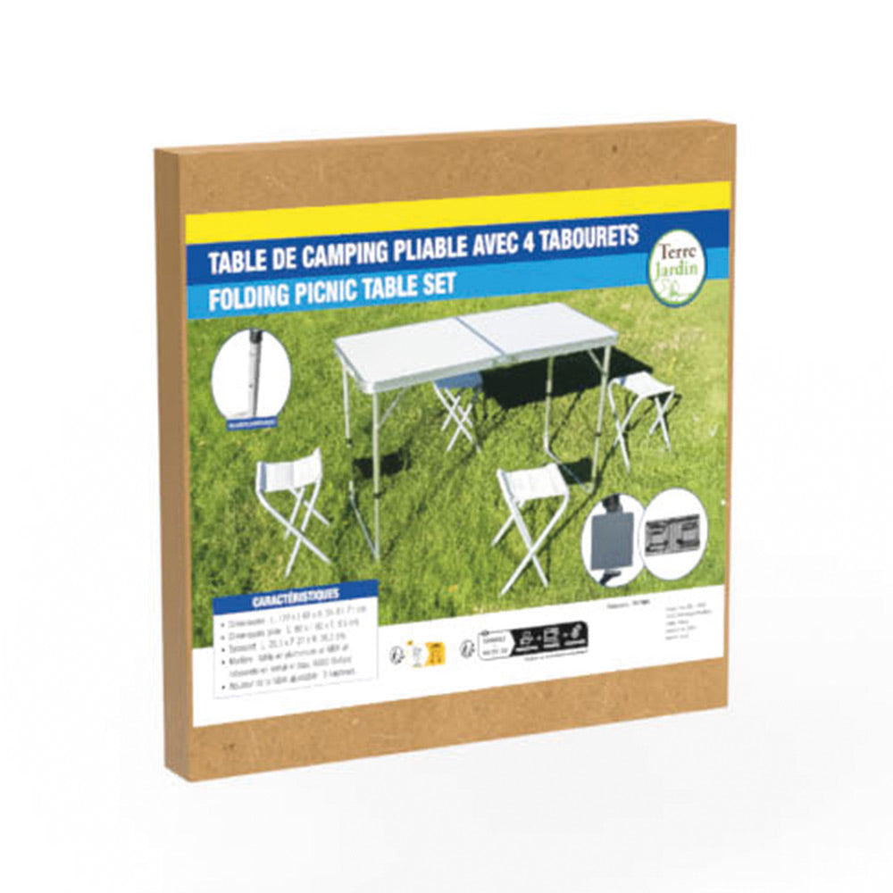 TABLE DE CAMPING PLIABLE AVEC 4 TABOURETS (8)