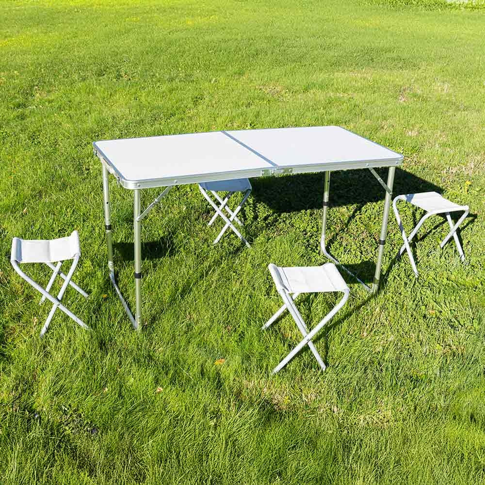 TABLE DE CAMPING PLIABLE AVEC 4 TABOURETS (8)