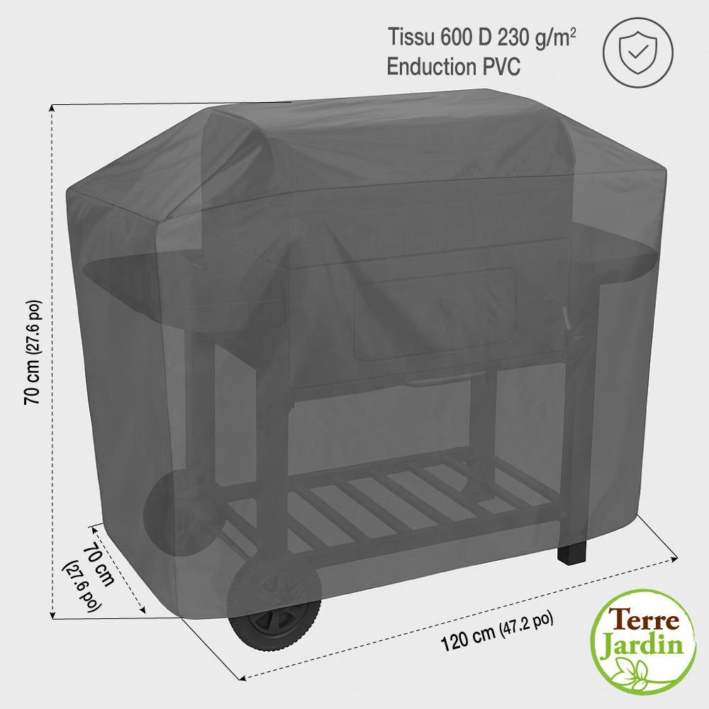 HOUSSE POLYESTER 600D ENDUIT PVC BARBECUE RECTANGLE  L120 x l70 x H70 CM (3)