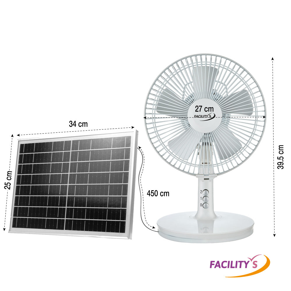 VENTILATEUR 2EN1 SOLAIRE ET ELECTRIQUE DIAM 27CM (1)