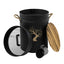 RESERVOIR A GRANULES ACIER NOIR SOPHORA Ø37x48CM, 51L AVEC PELLE