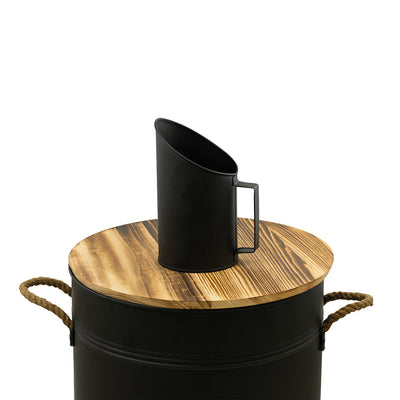 PELLE A PELLETS GRANULES BOIS TAMIS ACIER NOIR
