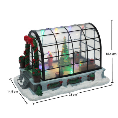 VILLAGE DE NOEL ANIME ET MUSICAL PERE NOEL DANS UNE SERRE (1)