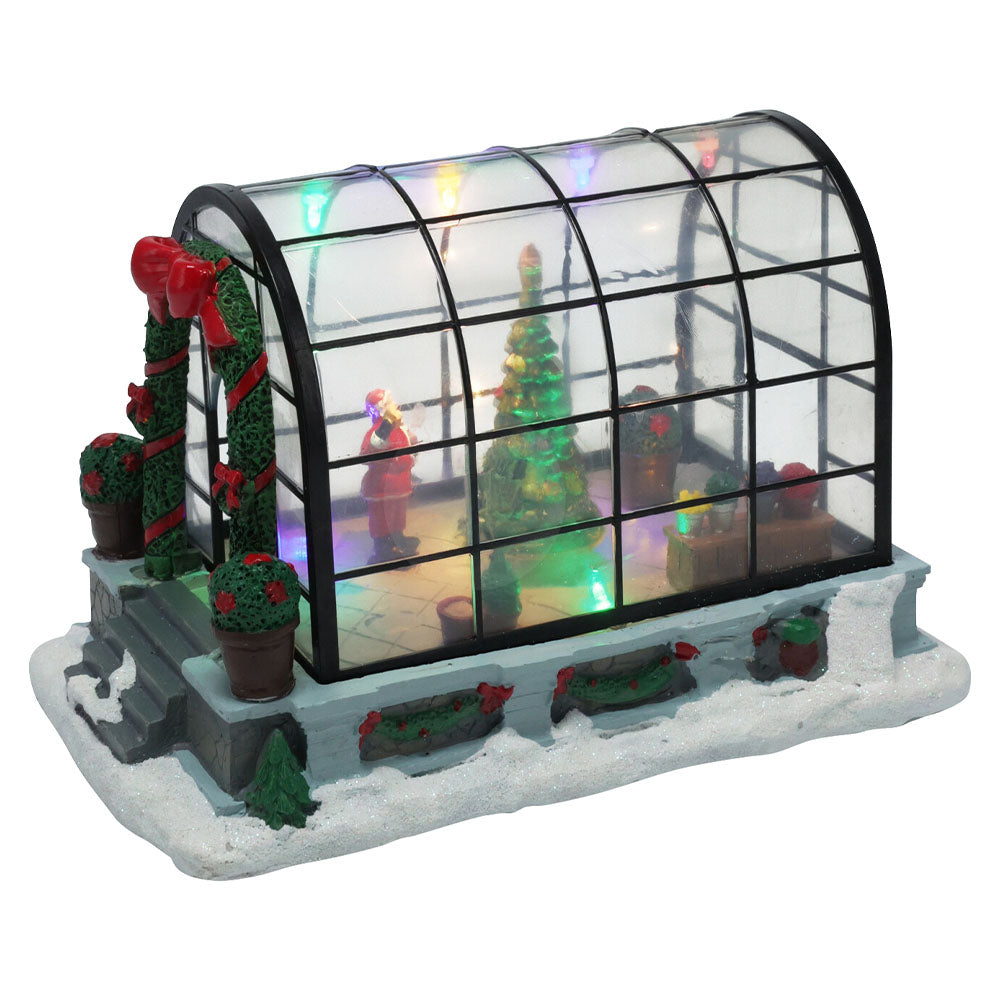 VILLAGE DE NOEL ANIME ET MUSICAL PERE NOEL DANS UNE SERRE
