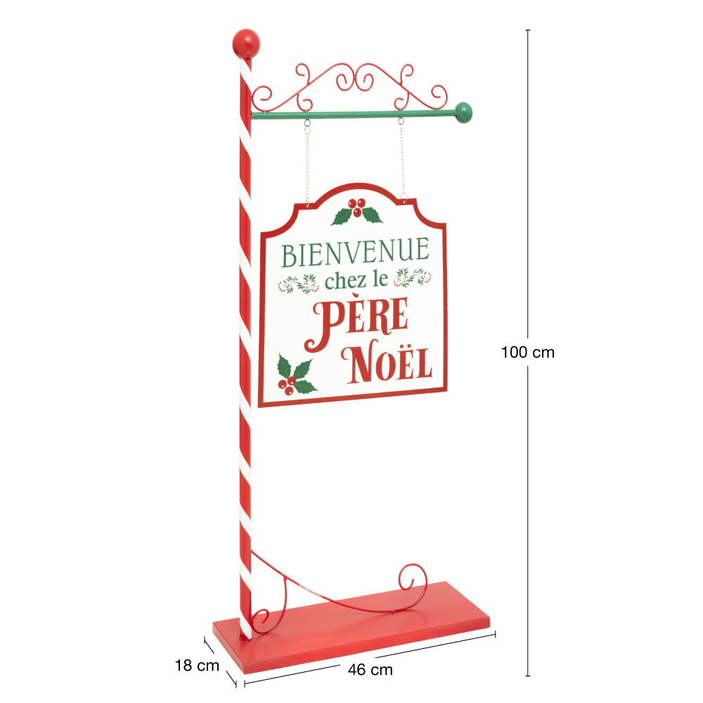 PANCARTE METAL BIENVENUE CHEZ LE PERE NOEL H105,5 (2)
