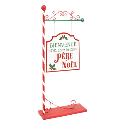 PANCARTE METAL BIENVENUE CHEZ LE PERE NOEL H105,5