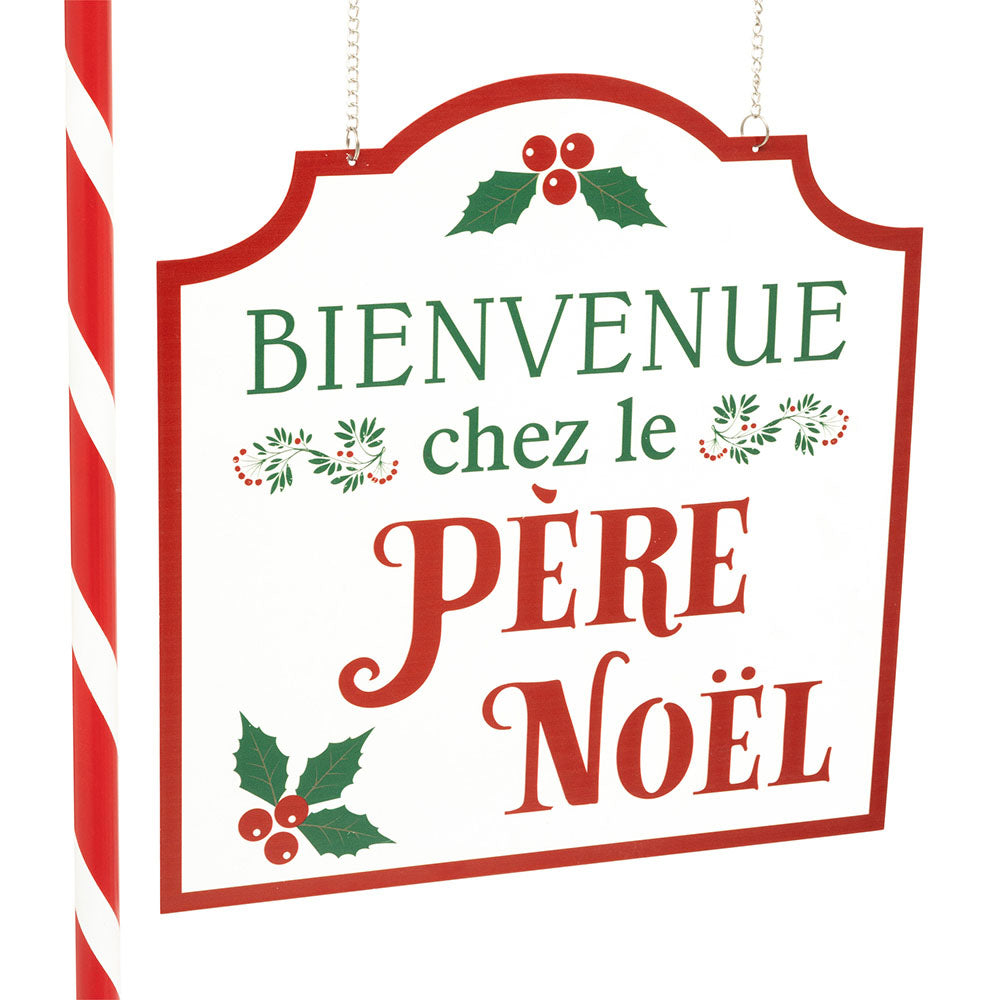PANCARTE METAL BIENVENUE CHEZ LE PERE NOEL H105,5 (1)