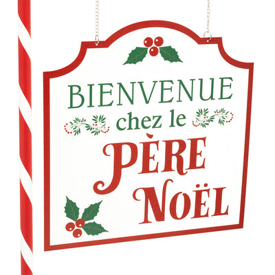 PANCARTE METAL BIENVENUE CHEZ LE PERE NOEL H105,5 (1)