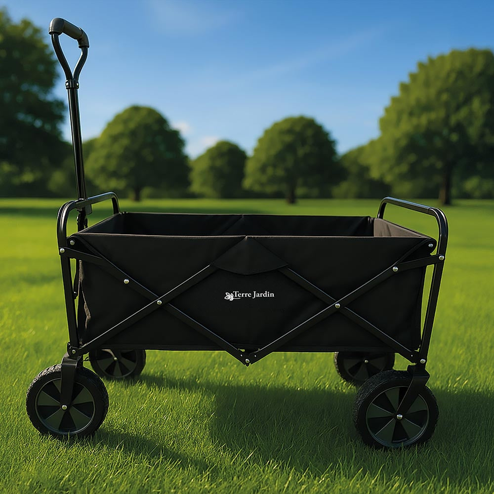 CHARIOT DE TRANSPORT PLIABLE NOIR 80KG 90L 100x50,5x99CM (5)