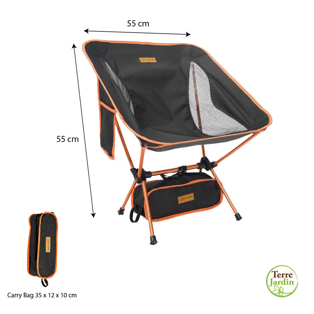 CHAISE DE CAMPING PLIANTE ALTERRA EN ALUMINIUM ET OXFORD 600D ORANGE (5)