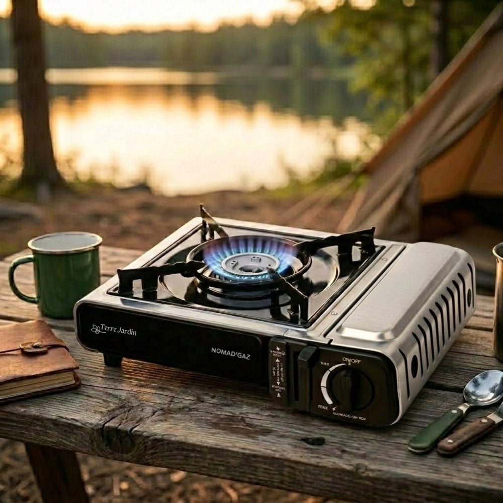 RECHAUD A GAZ DE CAMPING 1  FEU AVEC VALISETTE NOMADGAZ (6)
