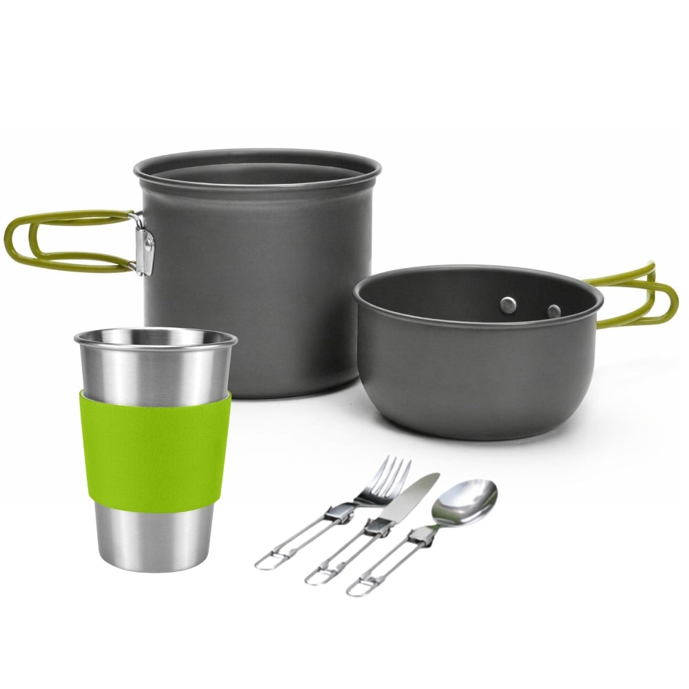 POPOTE DE CAMPING KIT CASSEROLES ALUMINIUM ET RECHAUD 12 PIECES TRAILGAZ PAN (2)