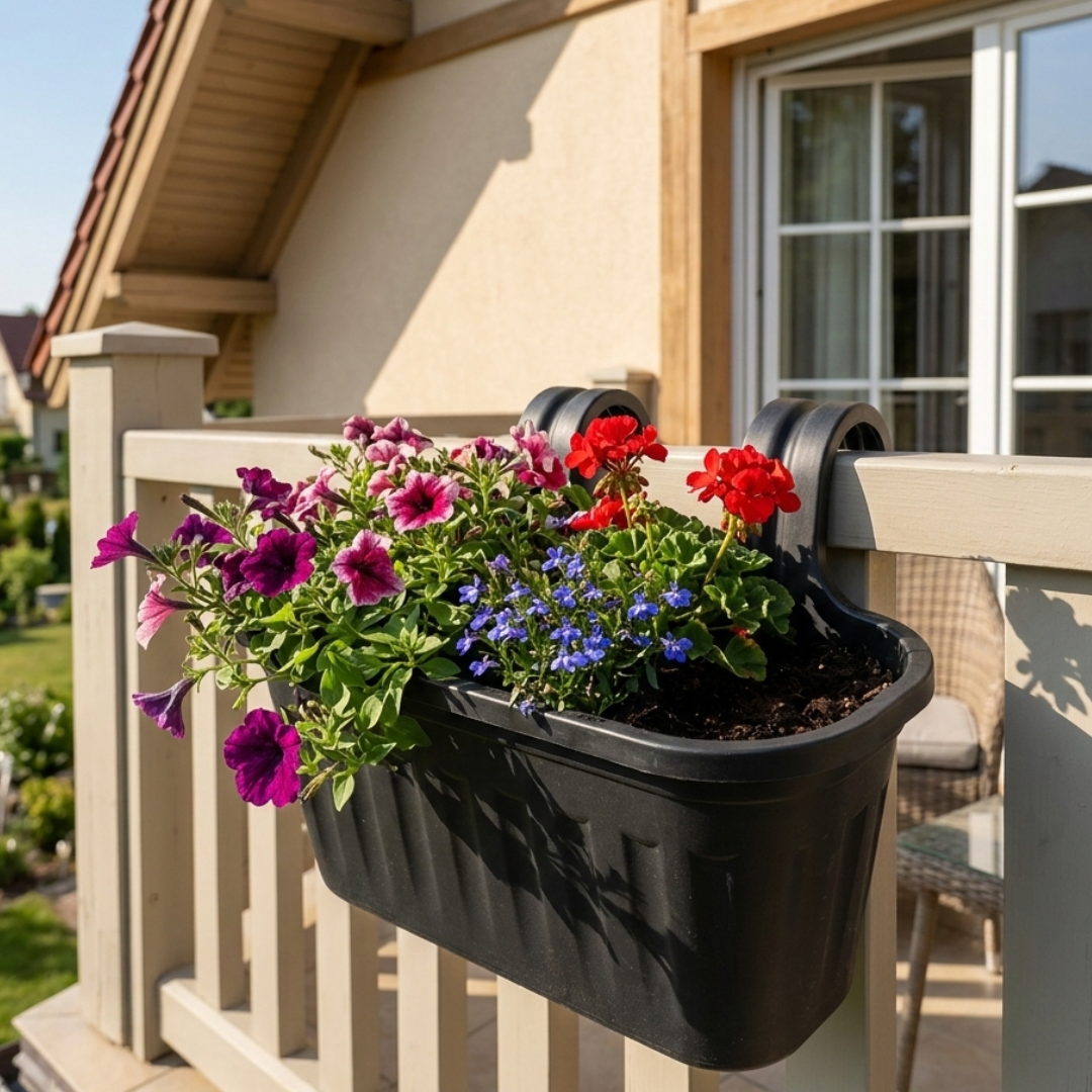 BALCONNIERE ANTHRACITE 38 CM POT DE FLEURS SUSPENDU CLÔTURE ET BALCON (1)