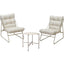 SALON DE JARDIN 3 PIECES 2 CHAISES RELAX ET TABLE ACIER COULEUR CREME