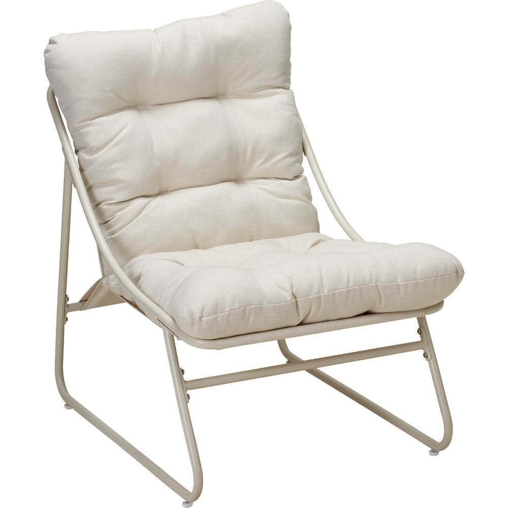 SALON DE JARDIN 3 PIECES 2 CHAISES RELAX ET TABLE ACIER COULEUR CREME (3)