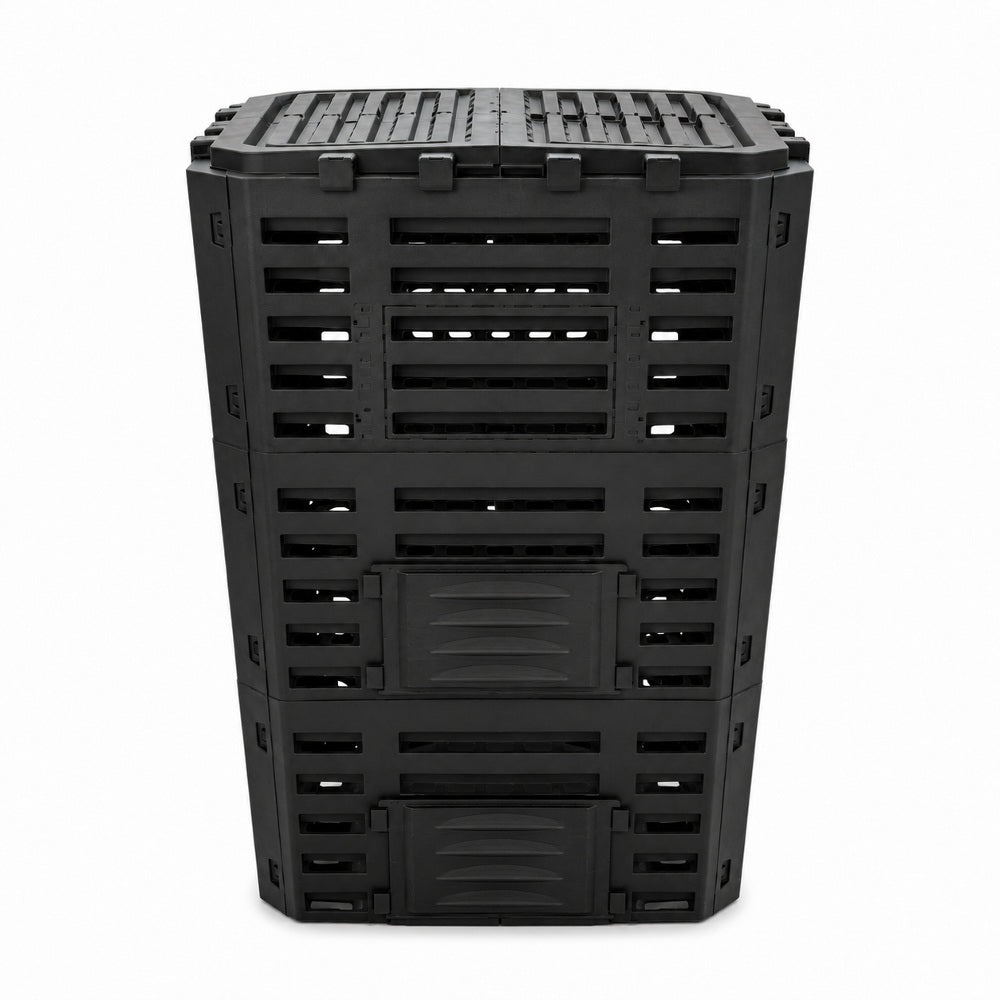 COMPOSTEUR DE JARDIN 500 L 65 × 65 × 120 cm NOIR (1)