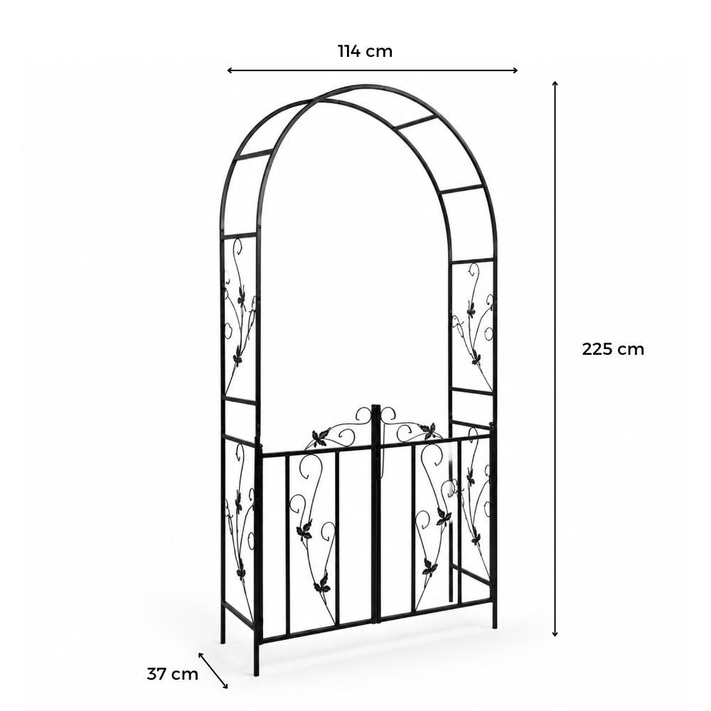 ARCHE DE JARDIN AVEC PORTES VERTE EN ACIER 114 × 37 X H 225 cm (1)