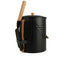 SEAU A CENDRES AVEC COUVERCLE EN ACIER 4 PIECES 15L METAL BOIS NOIR (4)