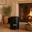 SEAU A CENDRES AVEC COUVERCLE EN ACIER 4 PIECES 15L METAL BOIS NOIR