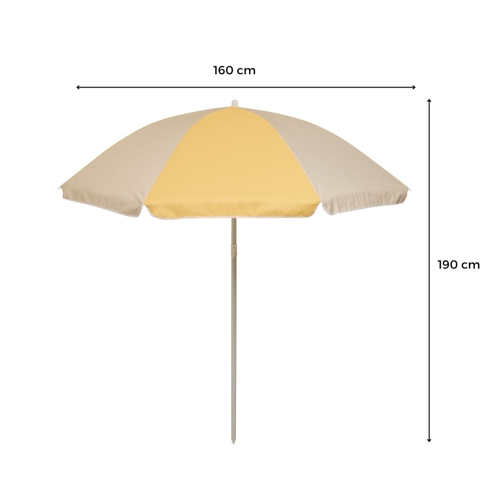 PARASOL DE PLAGE POOLSIDE Ø 160 cm POLYESTER JAUNE ET BEIGE (2)