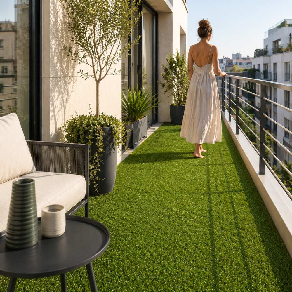 GAZON SYNTHETIQUE CONFORT 18MM 1X10M DENSITE 14700 PAR M² 5800 DTEX SUPPORT LATEX SBR (4)