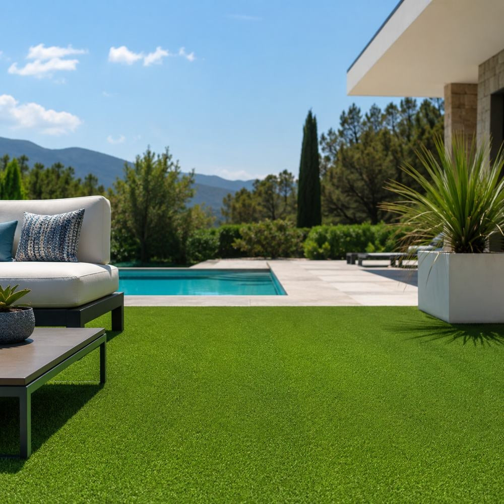 GAZON SYNTHETIQUE CONFORT 18MM 1X10M DENSITE 14700 PAR M² 5800 DTEX SUPPORT LATEX SBR (6)