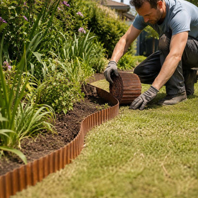 BORDURE DE JARDIN EN ACIER CORTEN 12 X 0,16 M