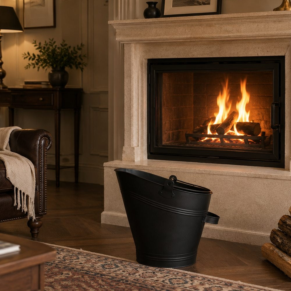 SEAU A CENDRES 4 PIECES 7L ACIER NOIR
